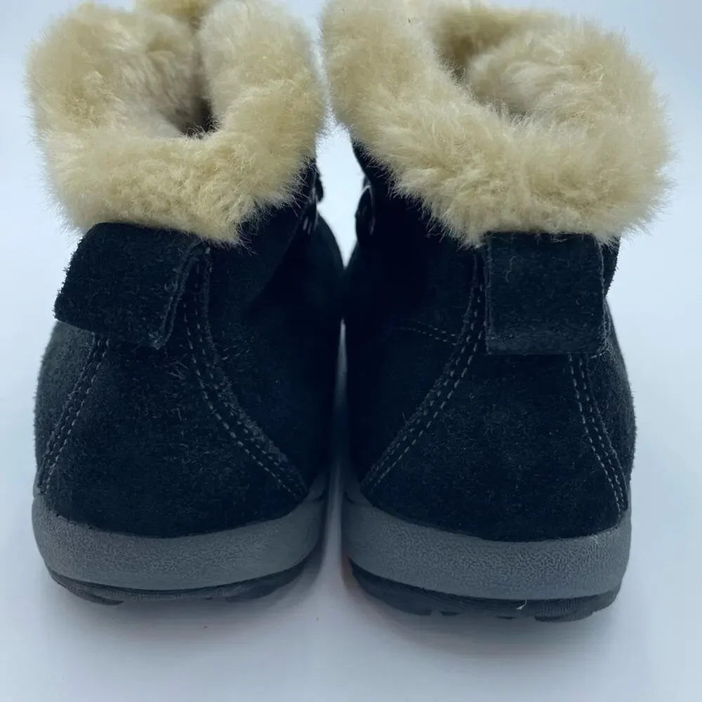Easy Spirit Womens Sz 9.5 Esserra Black Suede Faux Fur Booties‎